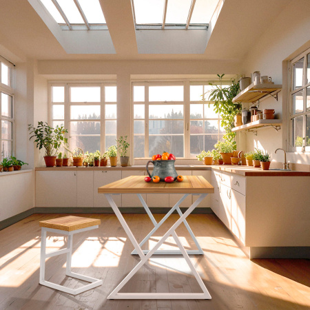 Стол Дели (1300х800), ЛДСП Дуб золотой крафт / Металлокаркас Белый Стол Дели (1300х800), ЛДСП Дуб золотой крафт / Металлокаркас Белый