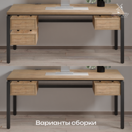 Стол Будапешт (1800х800), ЛДСП Дуб золотой крафт \ Металлокаркас Черный