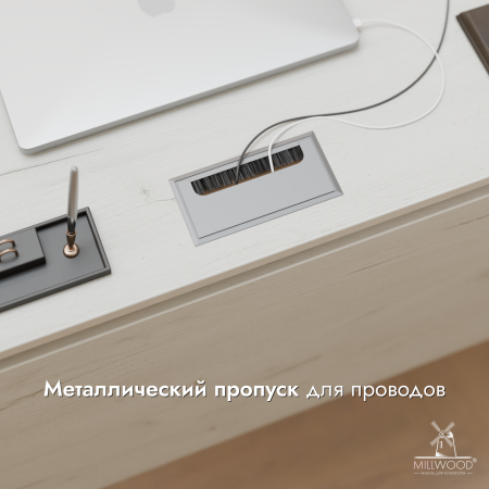 Стол руководителя Олесунн, ЛДСП Дуб белый крафт \ Металлокаркас Черный