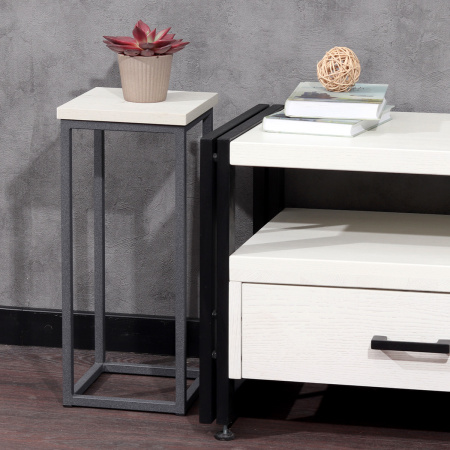 Подставка декоративная 210x210x500, ЛДСП Дуб белый крафт / Металлокаркас Графит