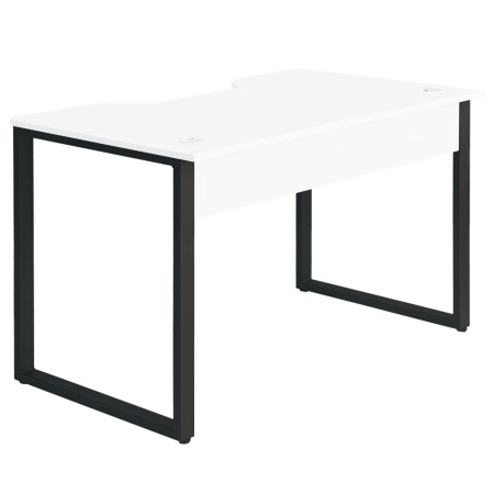 Стол Гонконг с вырезом (1300х700) 18 мм, ЛДСП Белый / Металлокаркас Черный