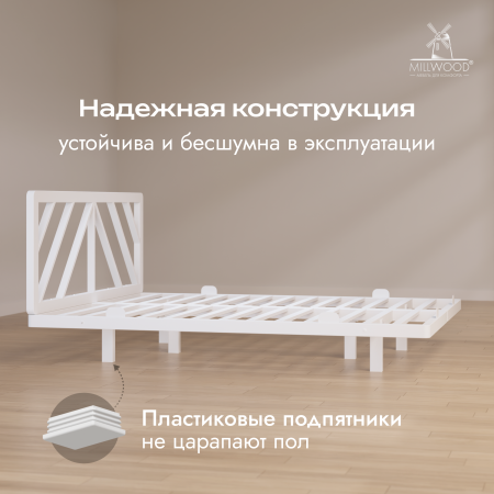 Кровать двуспальная Афина с RGB-подсветкой С изголовьем (2000х1600), Металлокаркас Белый