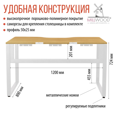 Стол Каир 1 с вырезом (1300х850), ЛДСП Дуб золотой крафт / Металлокаркас Белый Стол Каир 1 с вырезом (1300х850), ЛДСП Дуб золотой крафт / Металлокаркас Белый