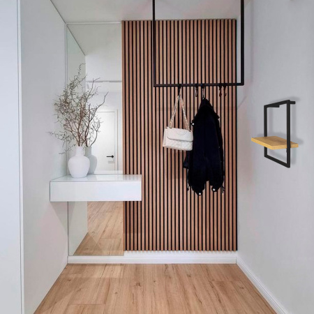 Полка навесная каркасная 300x150x300, ЛДСП Дуб золотой крафт / Металлокаркас Черный