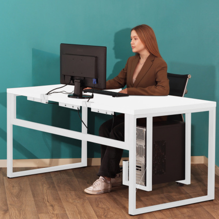 Столешница с вырезом 1300х800х36, ЛДСП Белый / Металлокаркас Белый