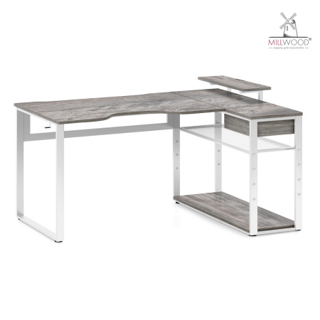 Стол Каир Угловой (1600х1200), ЛДСП Сосна пасадена / Металлокаркас Белый