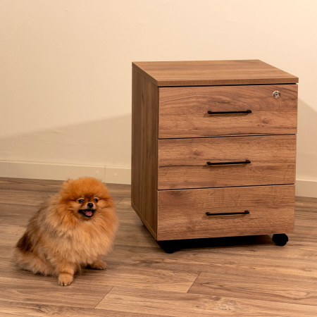 Тумба офисная подкатная с замком, ЛДСП Дуб табачный крафт