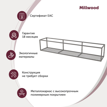 Полка Лофт 1, Металлокаркас Черный