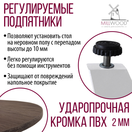 Стол Женева 2 (D1000) 18мм, ЛДСП Сосна пасадена / Металлокаркас Белый