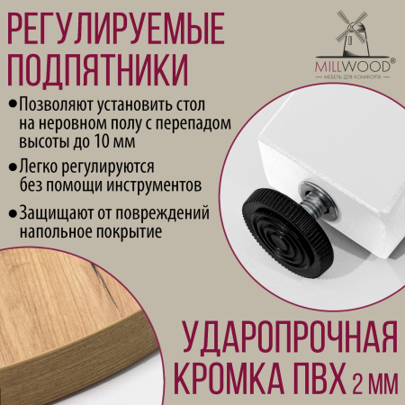 Стол Шанхай (D1100), ЛДСП Дуб золотой крафт / Металлокаркас Белый