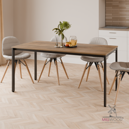 Стол Сеул (1300х800), ЛДСП Дуб табачный крафт / Металлокаркас Черный