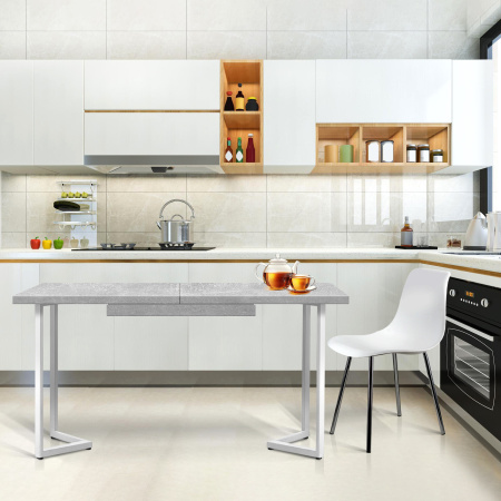 Стол раздвижной Лондон (1000/1400х600), ЛДСП Бетон / Металлокаркас Белый