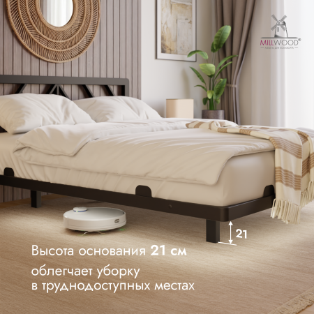 Кровать двуспальная Афина с RGB-подсветкой С изголовьем (2000х1600), Металлокаркас Черный 