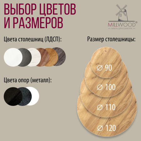 Стол Женева (D900) 18мм, ЛДСП Дуб золотой крафт / Металлокаркас Черный Стол Женева (D900) 18мм, ЛДСП Дуб золотой крафт / Металлокаркас Черный