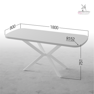 Стол обеденный Верона (1800х800), ЛДСП Белый \ Металлокаркас Белый