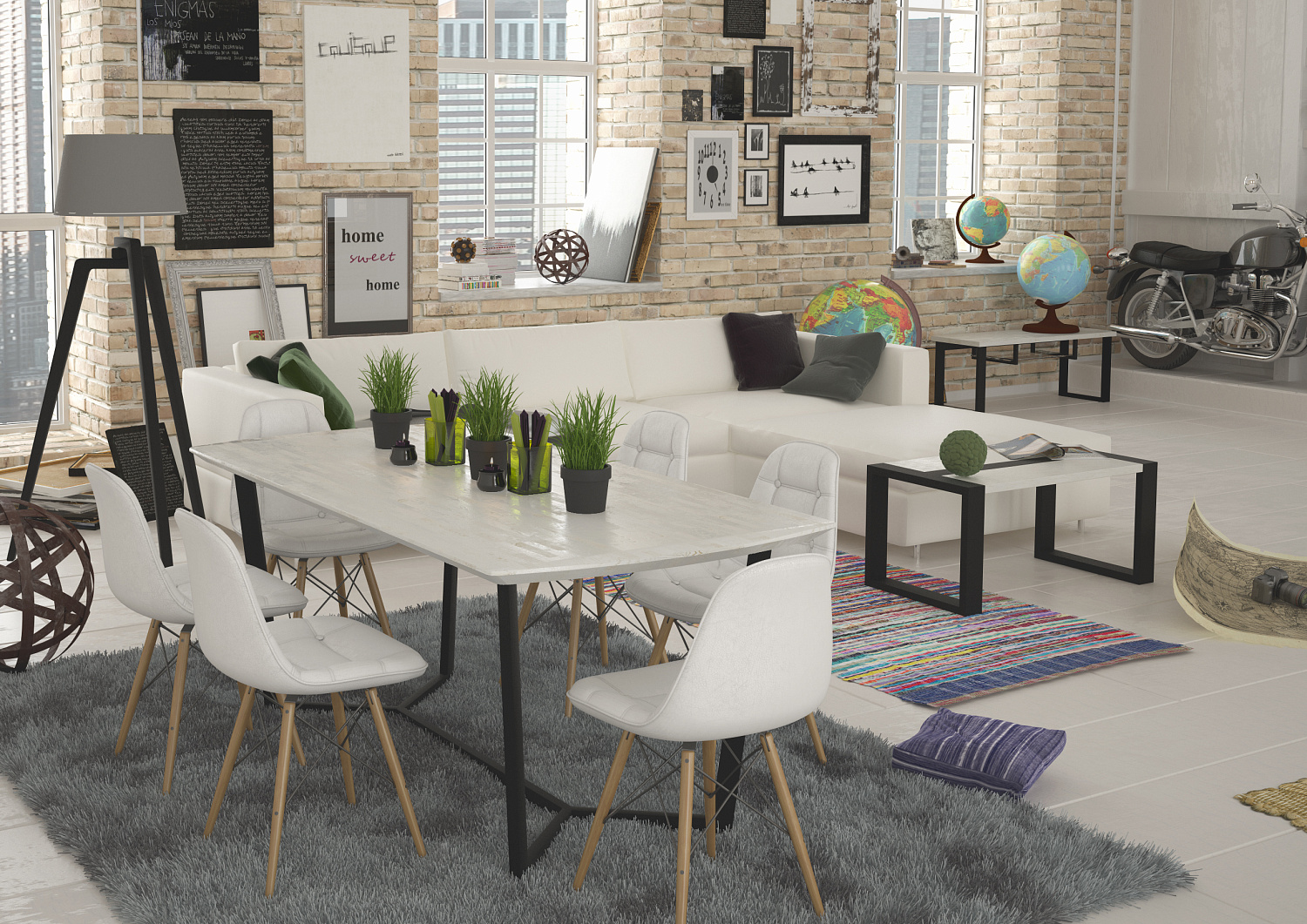 Сочетание современности и фабричных обстановок в стиле Лофт