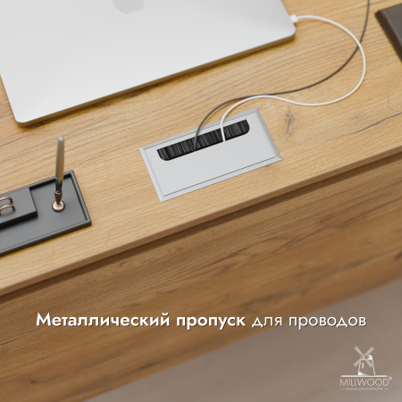 Стол руководителя Олесунн, ЛДСП Дуб золотой крафт \ Металлокаркас Черный