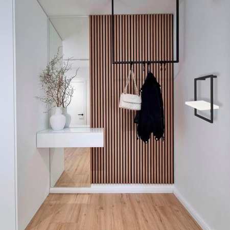 Полка навесная каркасная 300x150x300, ЛДСП Белый / Металлокаркас Черный