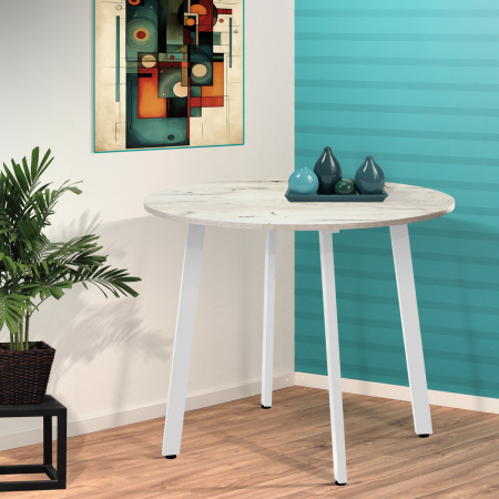 Стол Шанхай (D1000) 18мм, ЛДСП Дуб белый крафт / Металлокаркас Белый