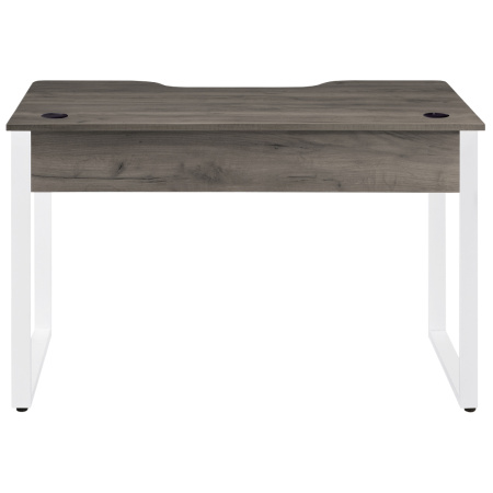 Стол Гонконг с вырезом (1300х700) 18 мм, ЛДСП Сосна пасадена / Металлокаркас Белый