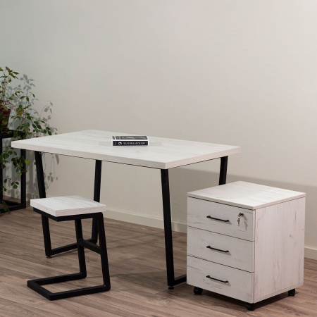 Тумба офисная подкатная с замком, ЛДСП Дуб белый крафт