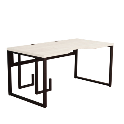 Стол Каир 2 с держателем для системного блока 1400х800 ЛДСП Дуб белый крафт / Металлокаркас Черный