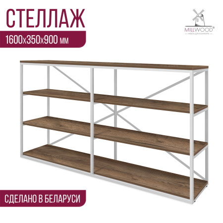 Стеллаж Лофт OR-1, ЛДСП Дуб табачный крафт / Металлокаркас Белый