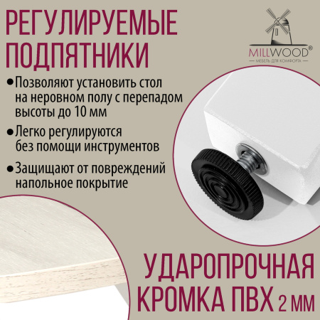 Стол Шанхай (D1000) 18мм, ЛДСП Дуб белый крафт / Металлокаркас Белый