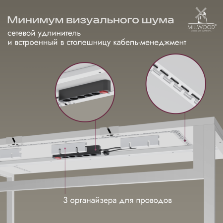 Стол Каир Смарт (1600х800), ЛДСП Белый \ Металлокаркас Белый
