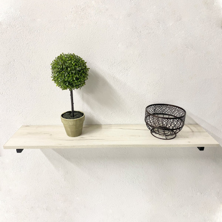 Настенная полка с кронштейном (590х200х68), ЛДСП Дуб белый крафт / Металлокаркас Графит