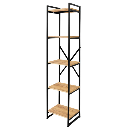 Стеллаж Лофт СН-2, ЛДСП Дуб золотой крафт / Металлокаркас Черный