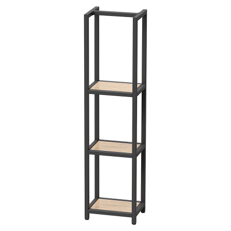 Стеллаж напольный Венеция 1, ЛДСП Дуб золотой крафт / Металлокаркас Черный