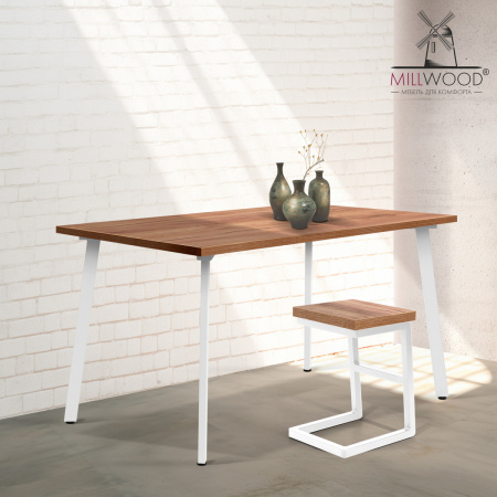 Стол Шанхай (1300х800), ЛДСП Дуб табачный крафт / Металлокаркас Белый