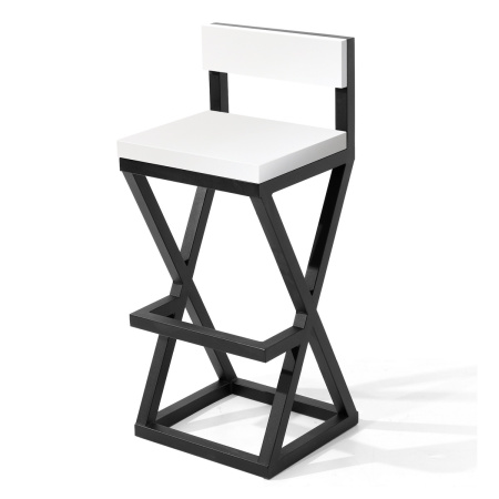 Стул полубарный Вена 2, ЛДСП Белый / Металлокаркас Черный