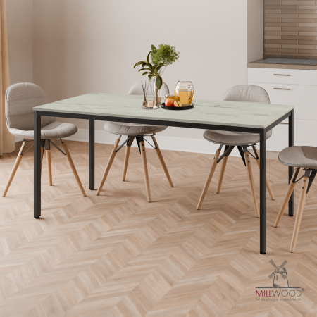 Стол Сеул (1300х800), ЛДСП Дуб белый крафт / Металлокаркас Черный