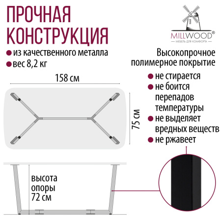 Опора Мюнхен 1800х900, Металлокаркас Черный Опора Мюнхен 1800х900, Металлокаркас Черный