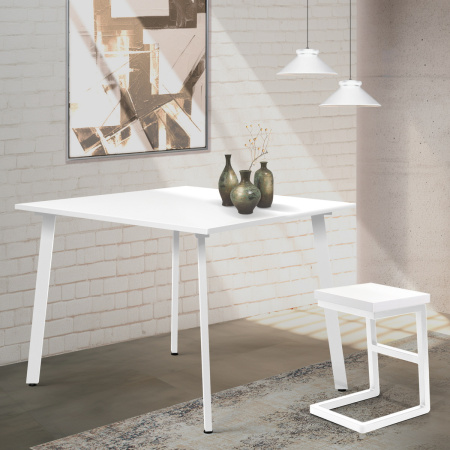 Стол Шанхай (1100х1100) 18мм, ЛДСП Белый / Металлокаркас Белый