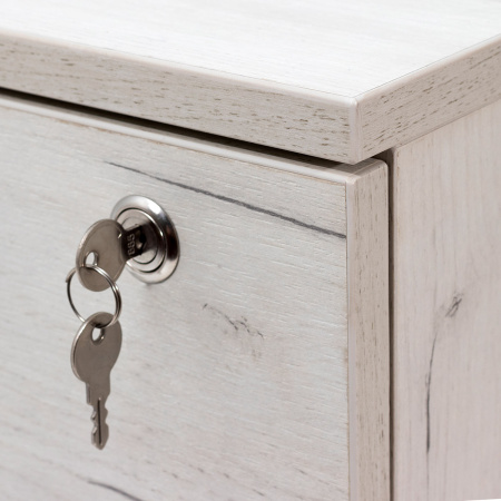 Тумба офисная подкатная с замком, ЛДСП Дуб белый крафт