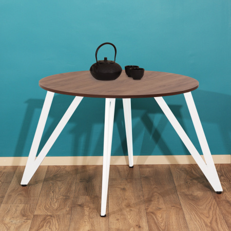 Стол Женева 2 (D900) 18мм, ЛДСП Дуб табачный крафт / Металлокаркас Белый