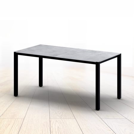Стол Сеул Керамогранит (1600х800), Керамогранит Серый бетон / Металлокаркас Черный