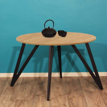 Стол Женева 2 (D1100) 18мм, ЛДСП Дуб золотой крафт / Металлокаркас Черный