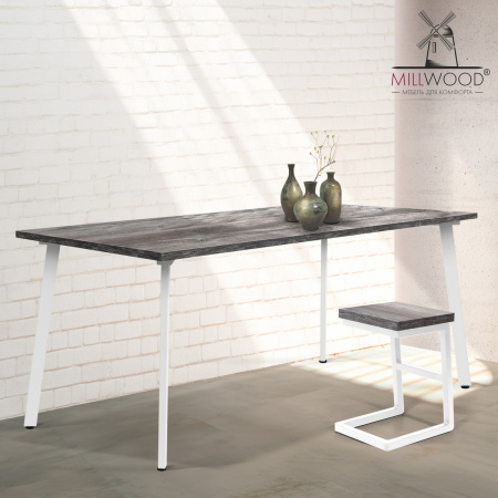 Стол Шанхай (1600х800), ЛДСП Сосна пасадена / Металлокаркас Белый