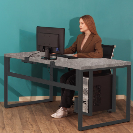 Стол Каир 2 с держателем для системного блока 1600х800 ЛДСП Сосна пасадена/ Металлокаркас Графит