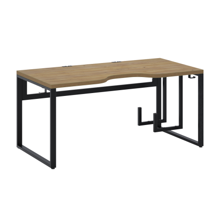 Стол Каир 2 с держателем для системного блока 1400х800 ЛДСП Дуб золотой крафт / Металлокаркас Черный