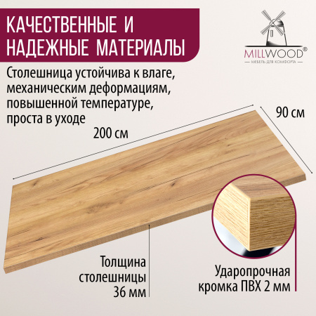 Столешница 2000х9000х36, ЛДСП Дуб золотой крафт