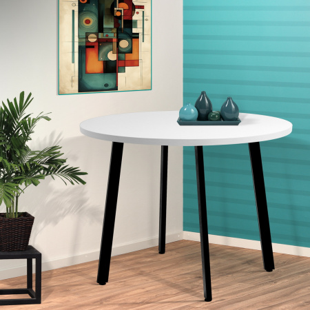 Стол Шанхай (D1100), ЛДСП Белый / Металлокаркас Черный