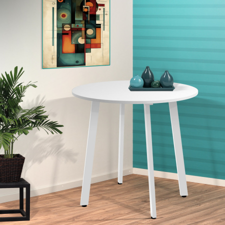 Стол Шанхай (D900) 18мм, ЛДСП Белый / Металлокаркас Белый