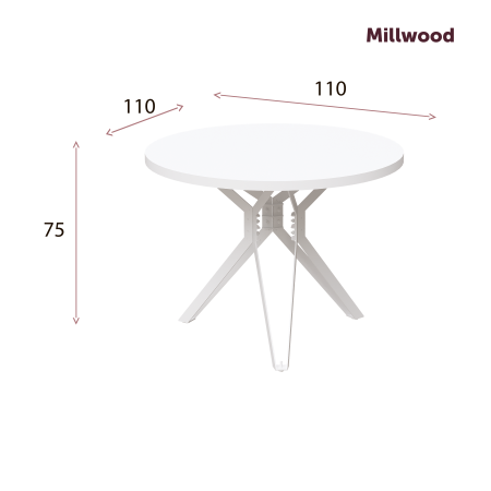 Стол Ванкувер (D1100) 18мм, ЛДСП Дуб белый крафт / Металлокаркас Белый