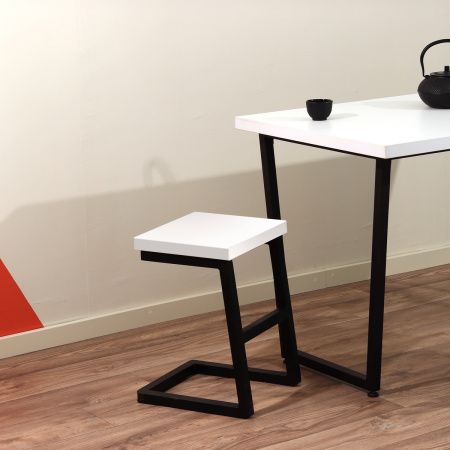 Табурет Арне 2, ЛДСП Белый / Металлокаркас Черный