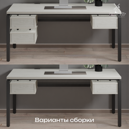 Стол Будапешт (1800х800), ЛДСП Дуб белый крафт \ Металлокаркас Черный